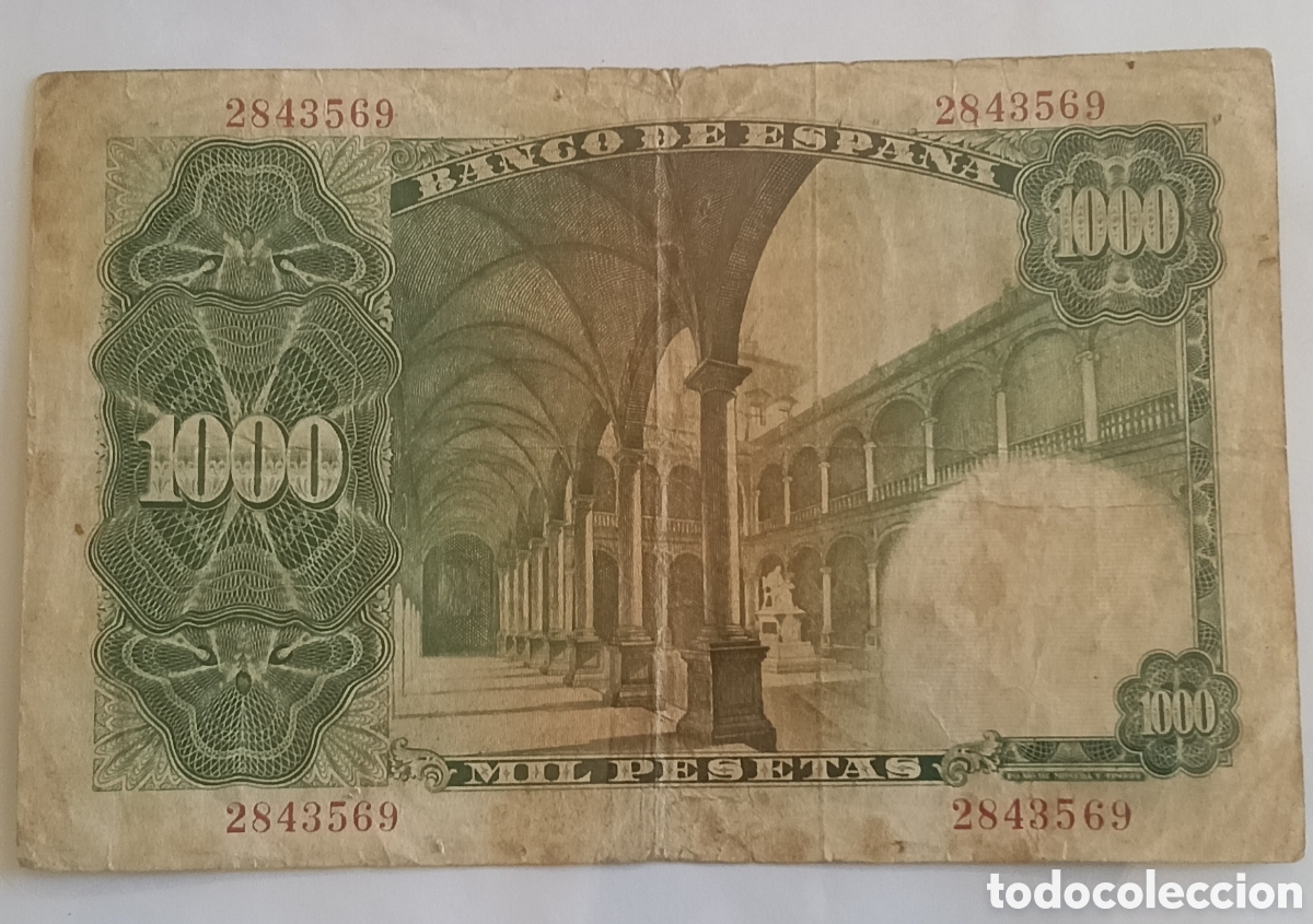 Billetes espa&ntilde;oles: Escaso. 1000 Pesetas 1946 - Foto 2
