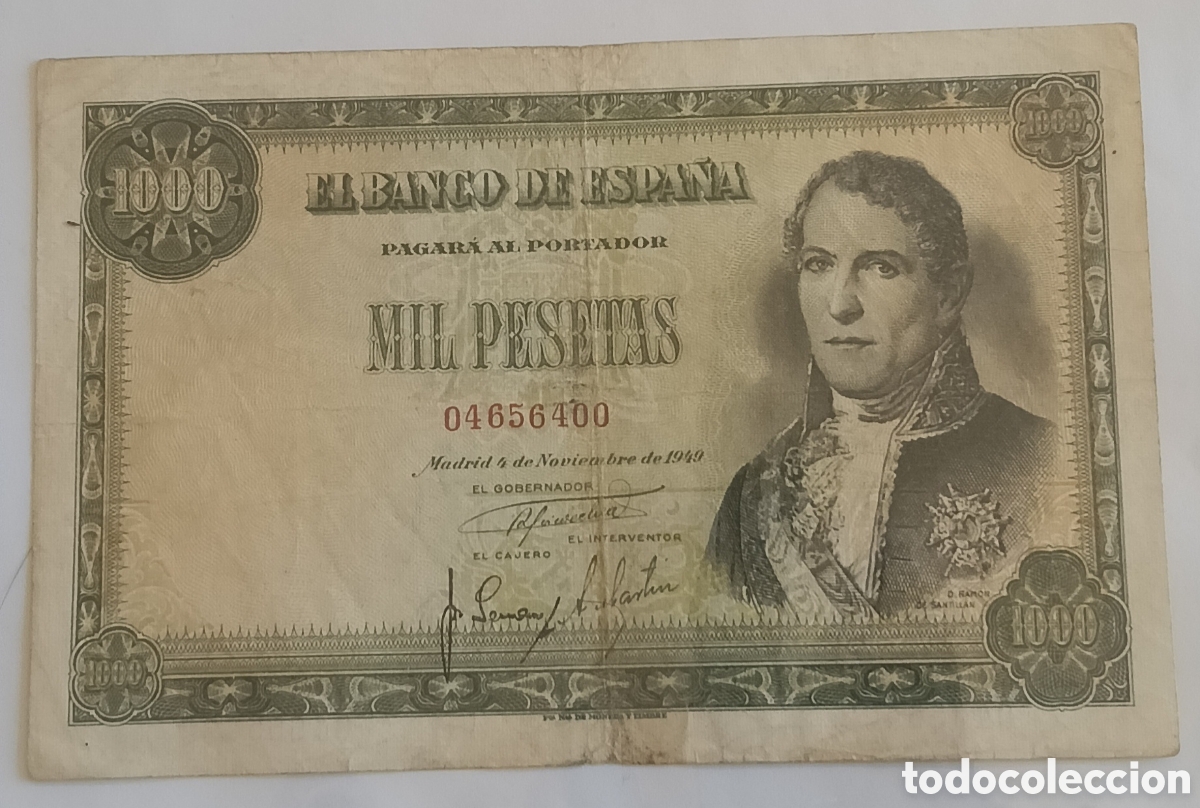 Billetes espa&ntilde;oles: Escaso. 1000 Pesetas 1949.