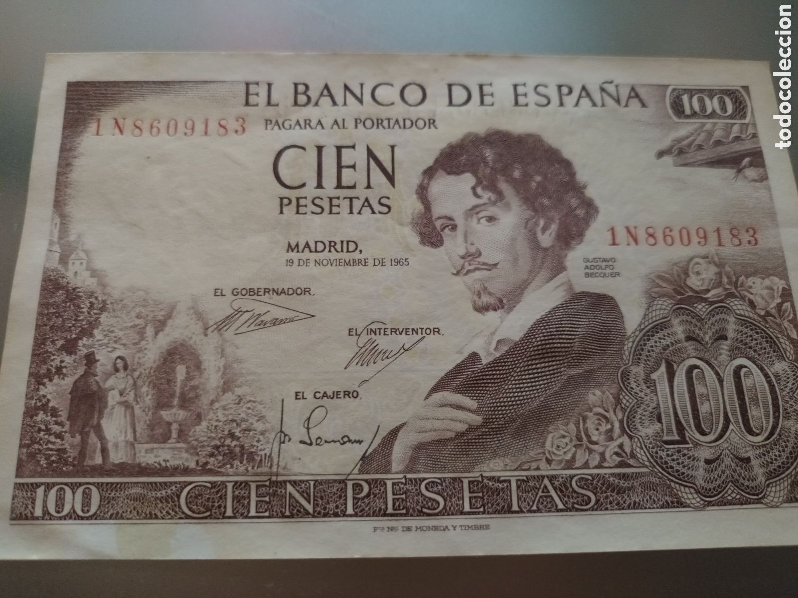 Billetes espa&ntilde;oles: BILLETE DE 100 PESETAS DE 19 DE NOVIEMBRE DE 1965 GUSTAVO ADOLFO BECQUER SIN CIRCULAR NUEVO