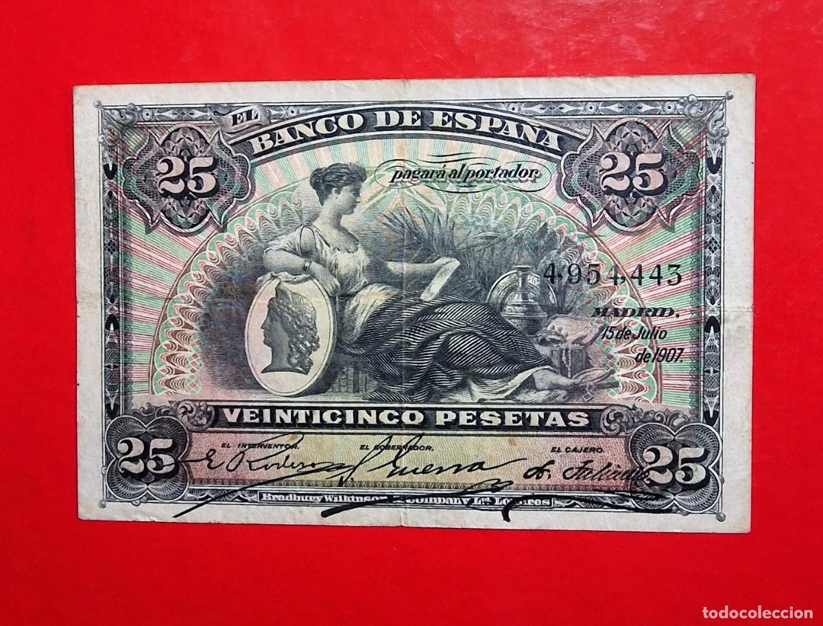 Billetes espa&ntilde;oles: CL&Aacute;SICO ALEGOR&Iacute;AS MUY BUEN EJEMPLAR |SOLO ACEPTO PAYPAL| BILLETE 25 PESETAS 1907 LEER DESCRIPCION 43