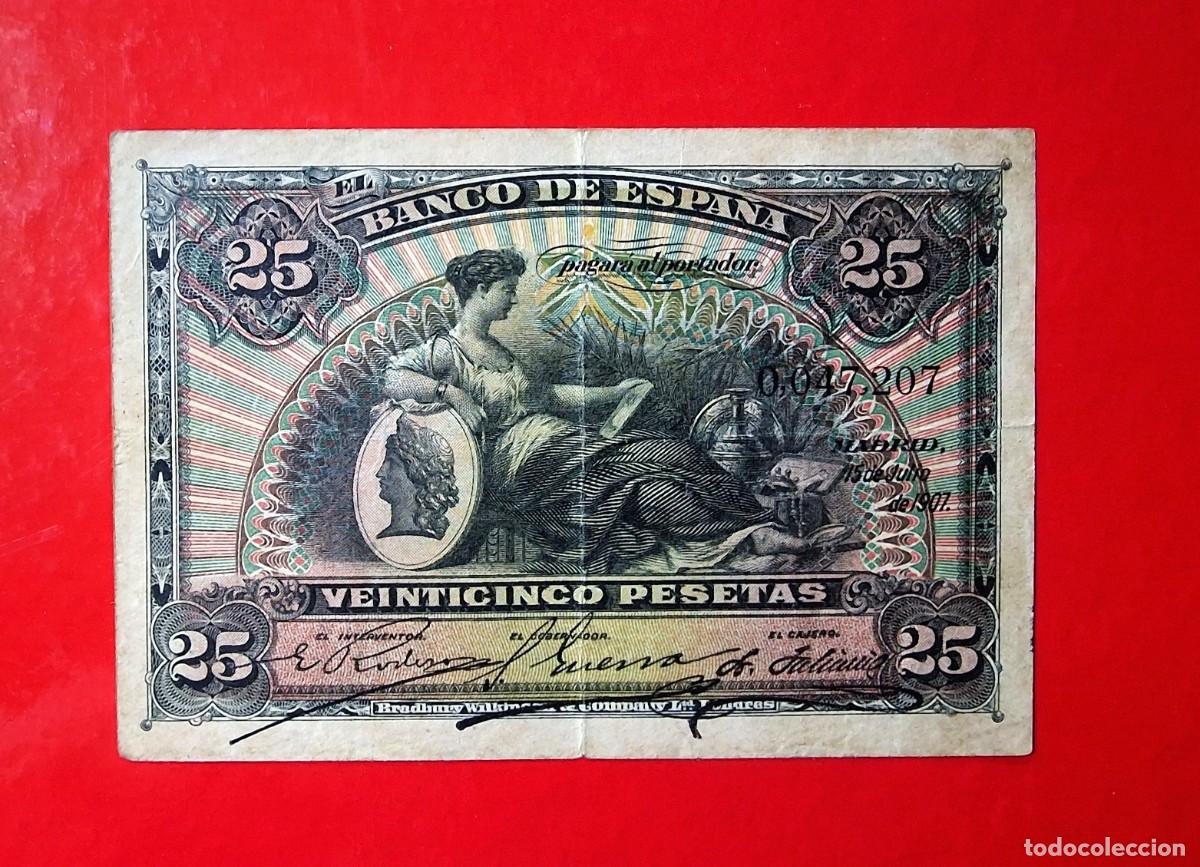 Billetes espa&ntilde;oles: CL&Aacute;SICO ALEGOR&Iacute;AS NUMERO BAJO MUY BUEN EJEMPLAR |SOLO ACEPTO PAYPAL| BILLETE 25 PESETAS 1907 LEER