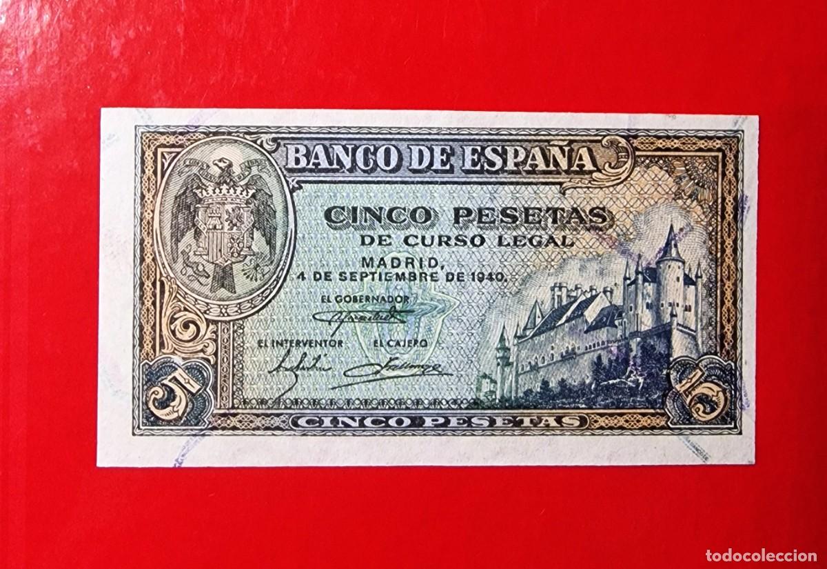 Billetes espa&ntilde;oles: DESPLAZADO * SIN CIRCULAR SC |SOLO ACEPTO PAYPAL| BILLETE 5 PESETAS 1940 LEER DESCRIPCION