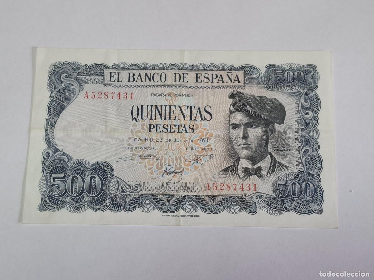 Billetes espa&ntilde;oles: Billete de 500 PESETAS del 23 de Julio de 1971 BANCO DE ESPA&Ntilde;A con serie A, en MBC+