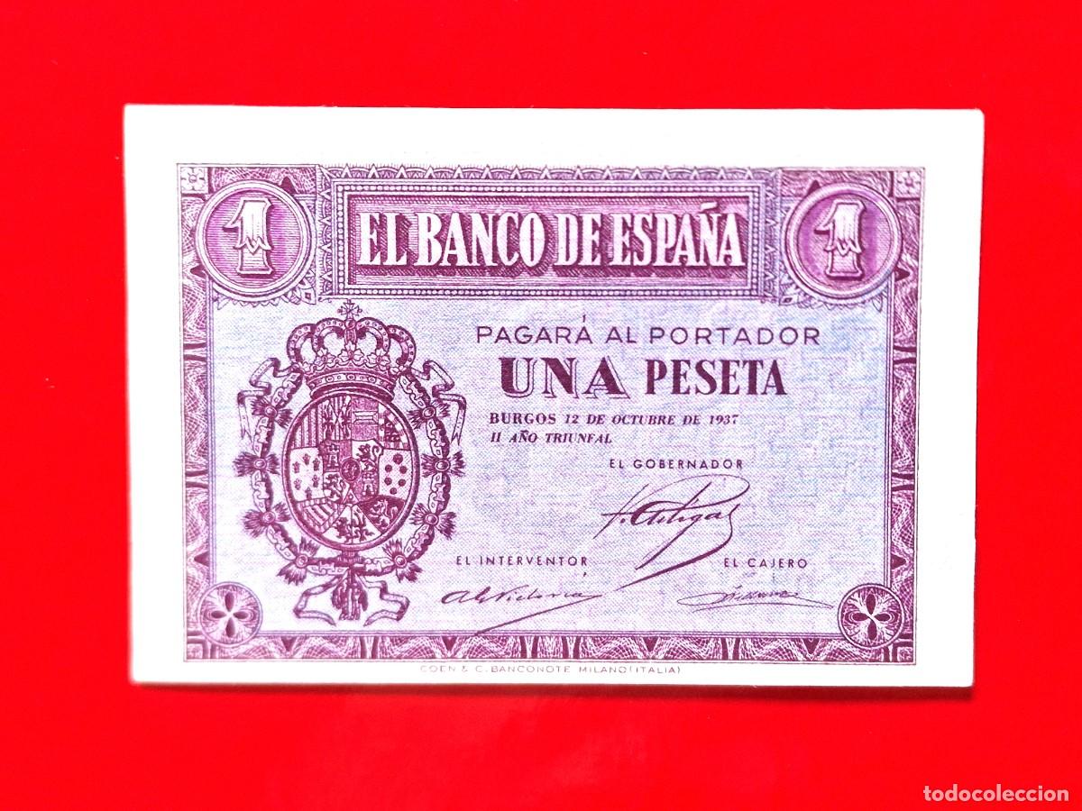 Billetes espa&ntilde;oles: ESTADO ESPA&Ntilde;OL 12 OCTUBR SIN CIRCULAR SC |SOLO ACEPTO PAYPAL| BILLETE 1 PESETA 1937 LEER DESCRIPCION