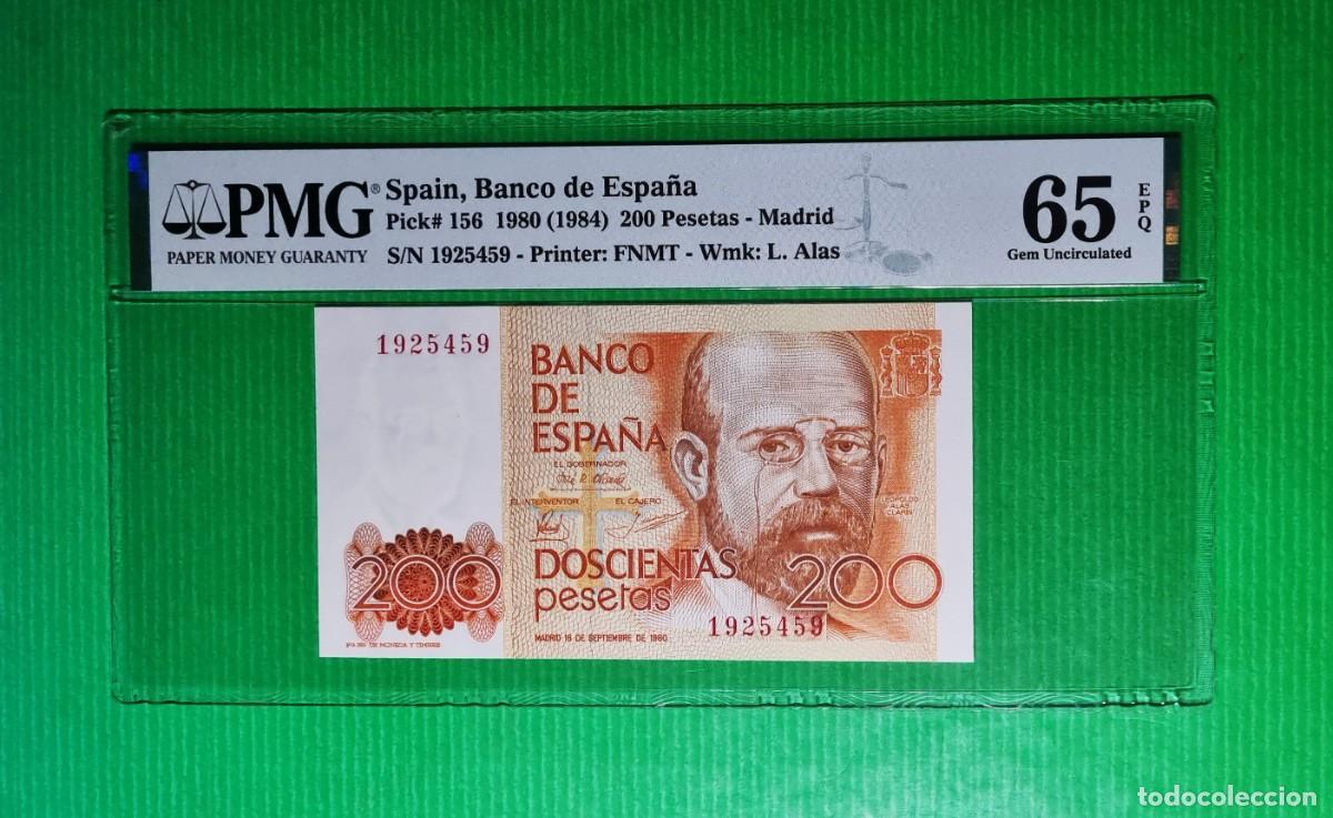 Billetes espa&ntilde;oles: SIN SERIE * CLAR&Iacute;N PMG 65 EPQ |SOLO ACEPTO PAYPAL| BILLETE 200 PESETAS 1980 LEER DESCRIPCION