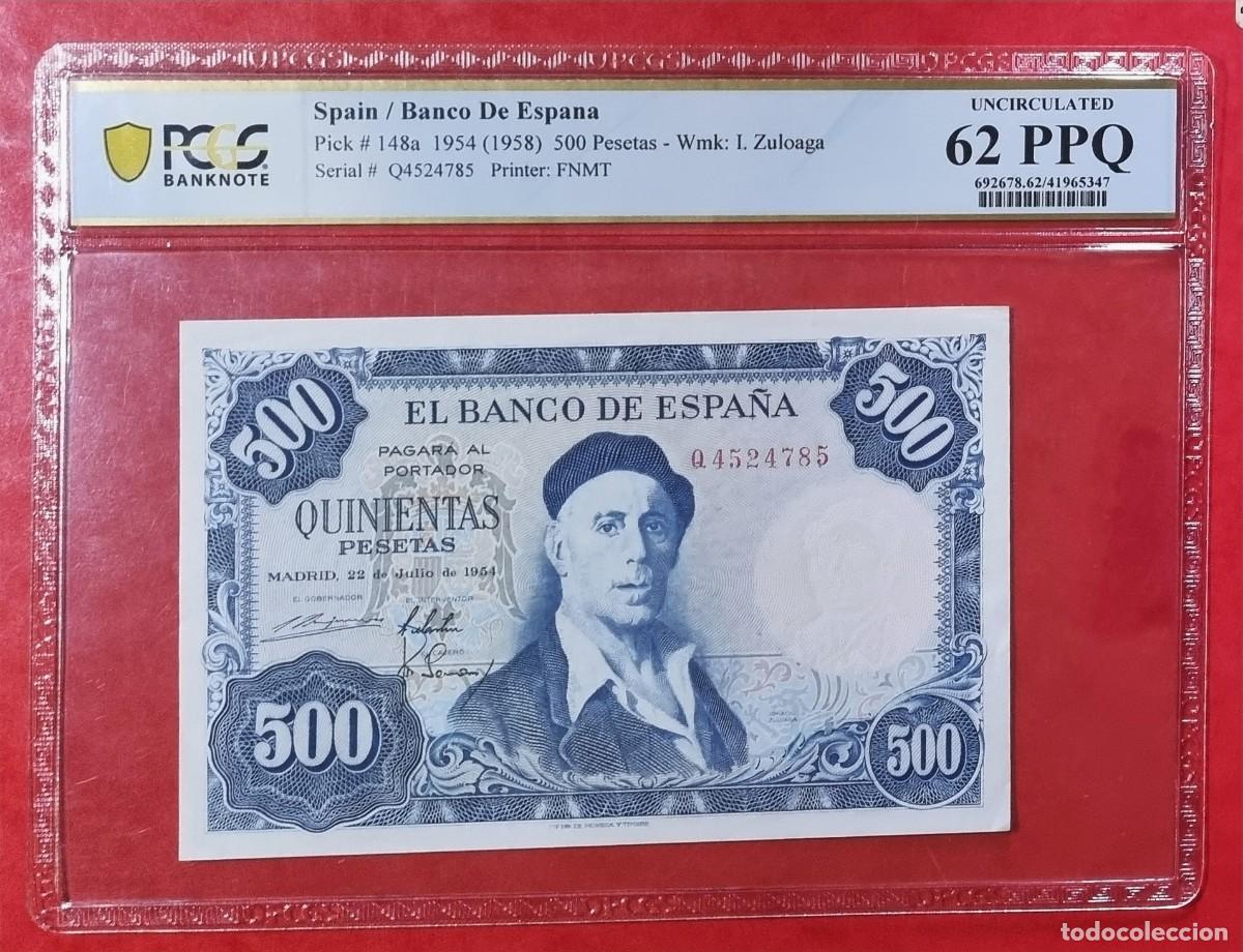 Billetes espa&ntilde;oles: ESTADO ESPA&Ntilde;OL ZULOAGA PCGS 62 PPQ |SOLO ACEPTO PAYPAL| BILLETE 500 PESETAS 1954 LEER DESCRIPCION