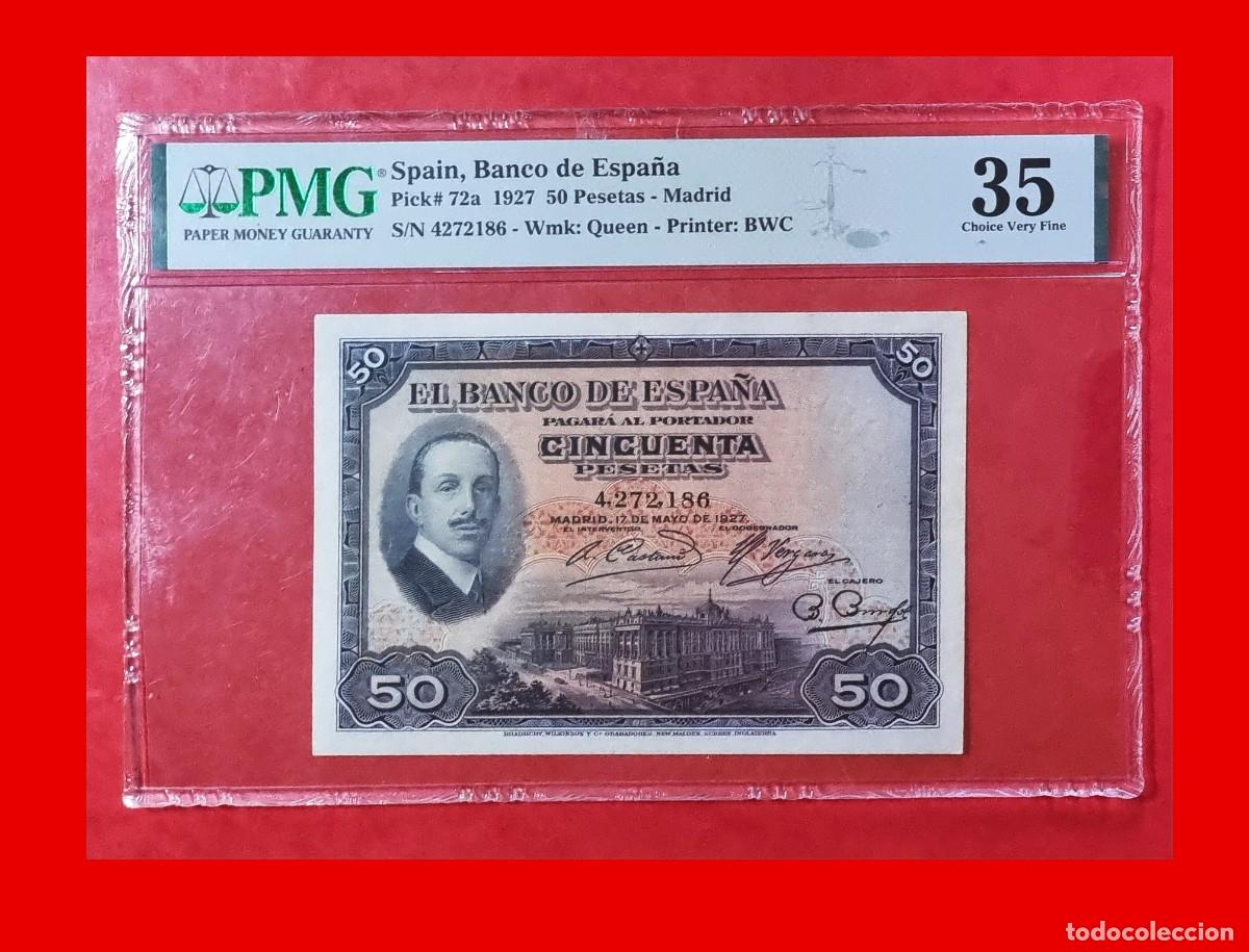 Billetes espa&ntilde;oles: SIN SELLO ALFONSO XIII PRECIOSO PMG 35 |SOLO ACEPTO PAYPAL| BILLETE 50 PESETAS 1927 LEER DESCRIPCION