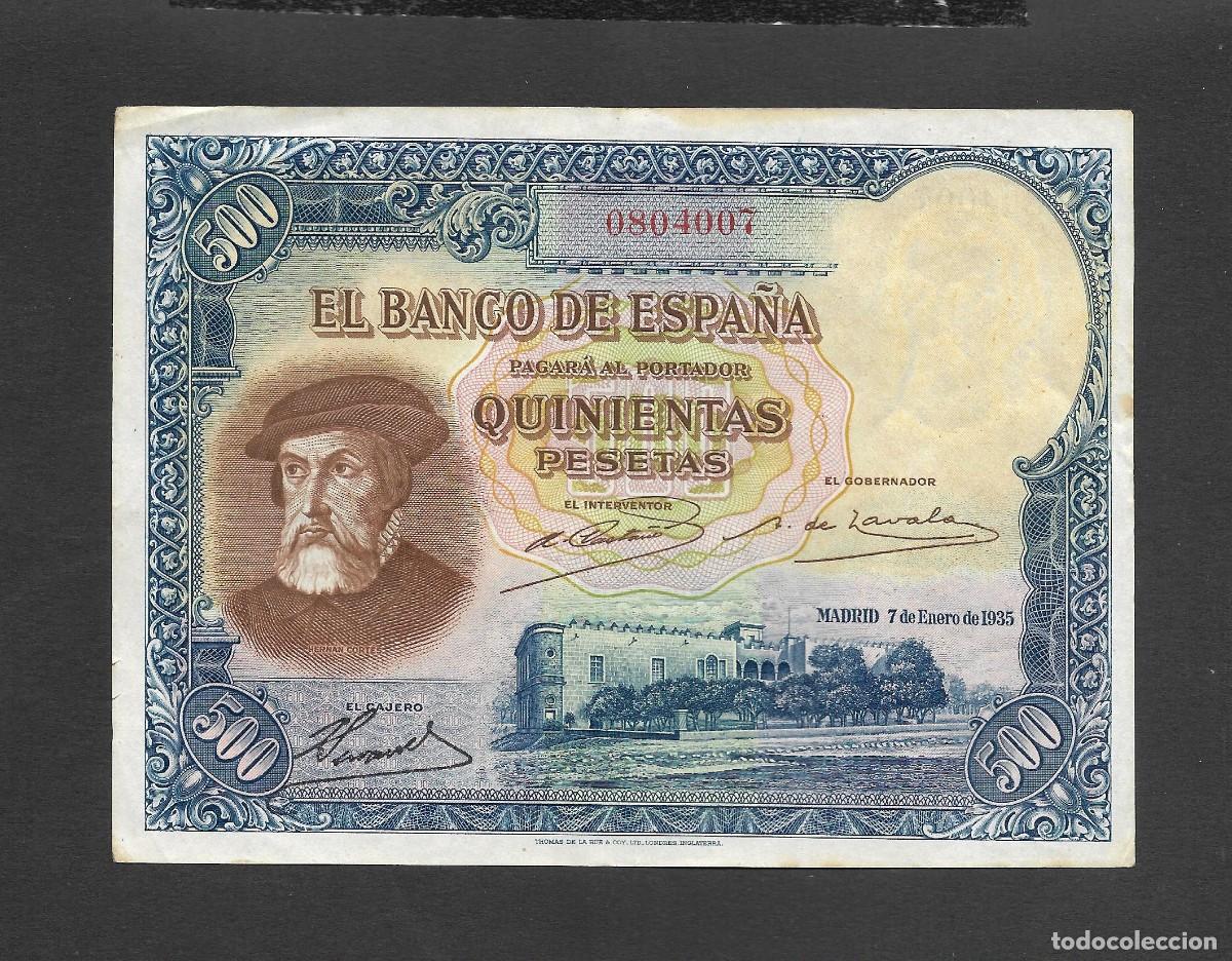 Billetes espa&ntilde;oles: 500 PESETAS 1935 SIN SERIE S/C-