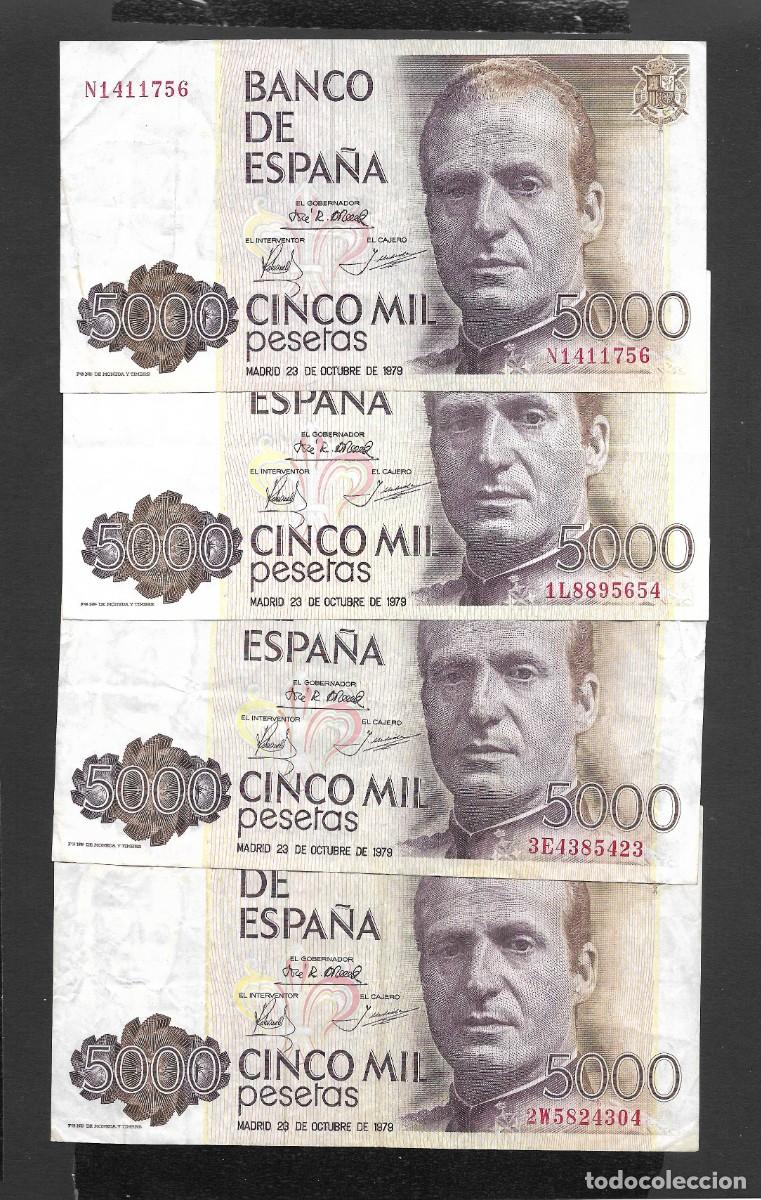 Billetes espa&ntilde;oles: 4 BILLETES 5000 PESETAS 1979 VARIAS SERIES MBC