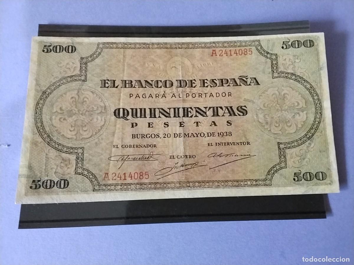 Billetes espa&ntilde;oles: BILLETE 500 PESETAS BURGOS 1938 MBC SERIE A