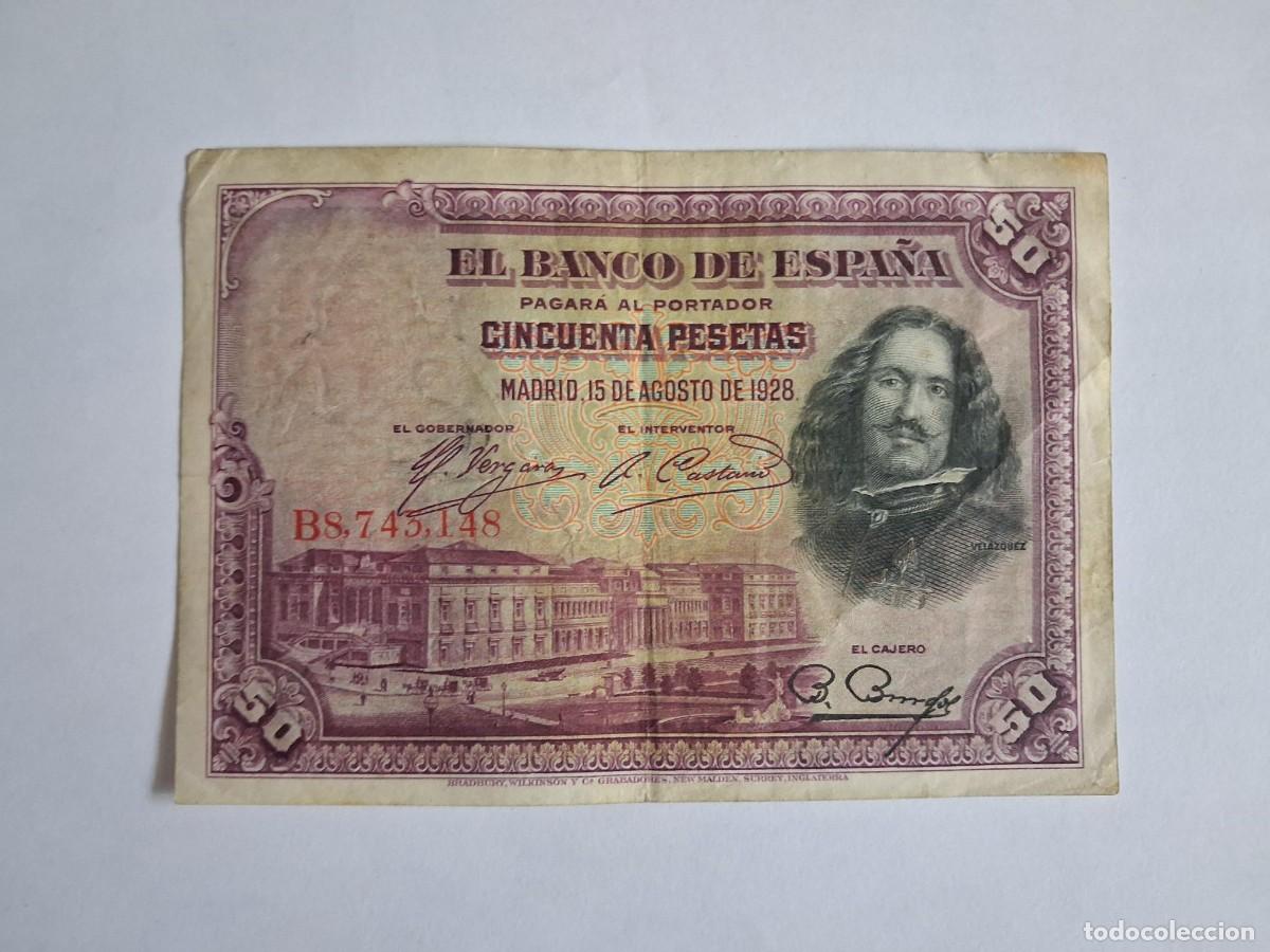 Billetes espa&ntilde;oles: BILLETE ANTIGUO DE 50 PESETAS CINCUENTA BANCO DE ESPA&Ntilde;A MADRID 15 DE AGOSTO DE 1928
