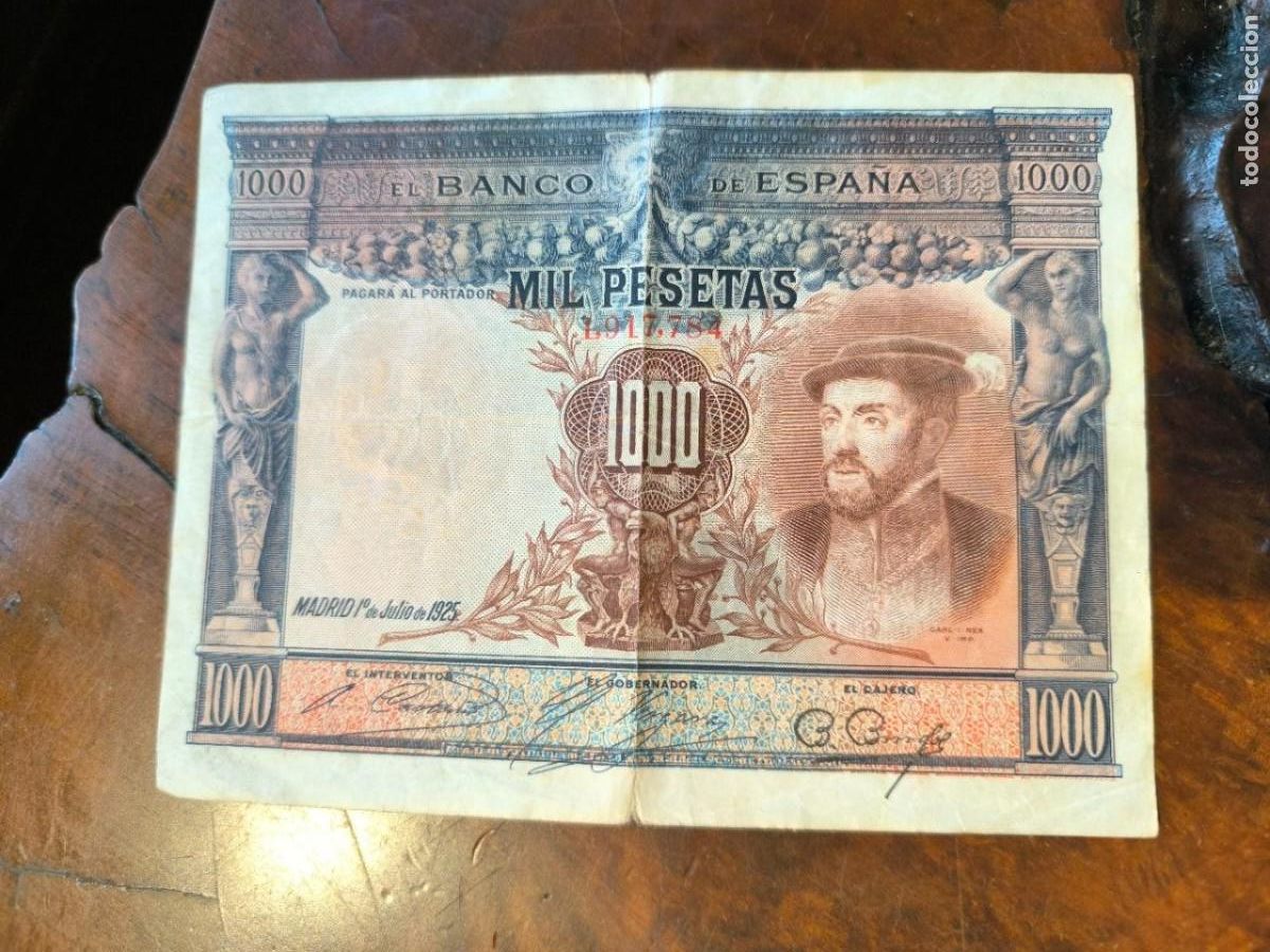 Billetes espa&ntilde;oles: BILLETE MIL PESETAS 1 DE JULIO DE 1925 BUSTO DE CARLOS I DE ESPA&Ntilde;A V DE ALEMANIA