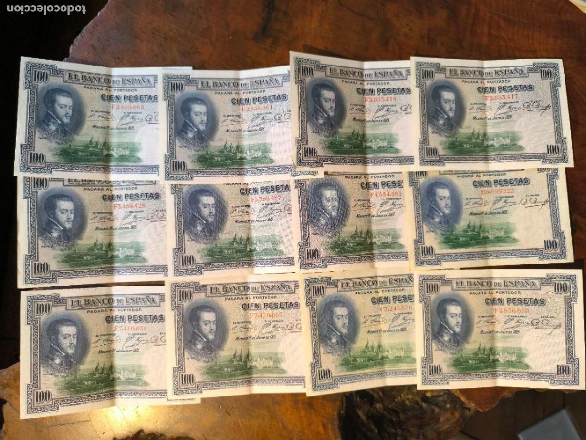 Billetes espa&ntilde;oles: 12 BILLETES CIEN 100 PESETAS - MADRID 1 DE JULIO 1925 FELIPE II, EN MUY BUEN ESTADO