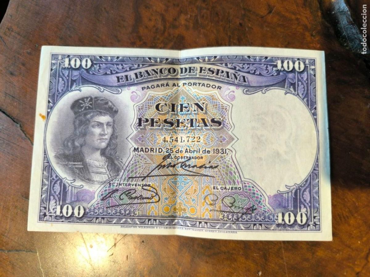Billetes espa&ntilde;oles: BILLETE DE CIEN 100 PESETAS GONZALEZ FERNANDEZ DE CORDOBA DEL A&Ntilde;O 1931