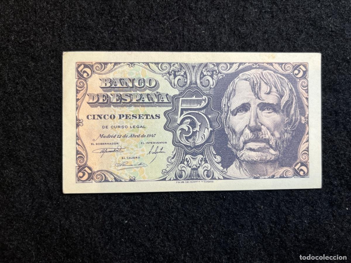 Billets espagnols: Billete 5 pesetas 1947 Banco de Espa&ntilde;a S&eacute;neca sin serie numeraci&oacute;n 2459988 notafilia espa&ntilde;ola posgue