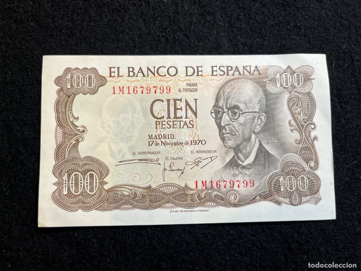 Billets espagnols: Pareja correlativa billetes 100 pesetas 1970 Manuel de Falla Banco de Espa&ntilde;a serie 1M Generalife Gra