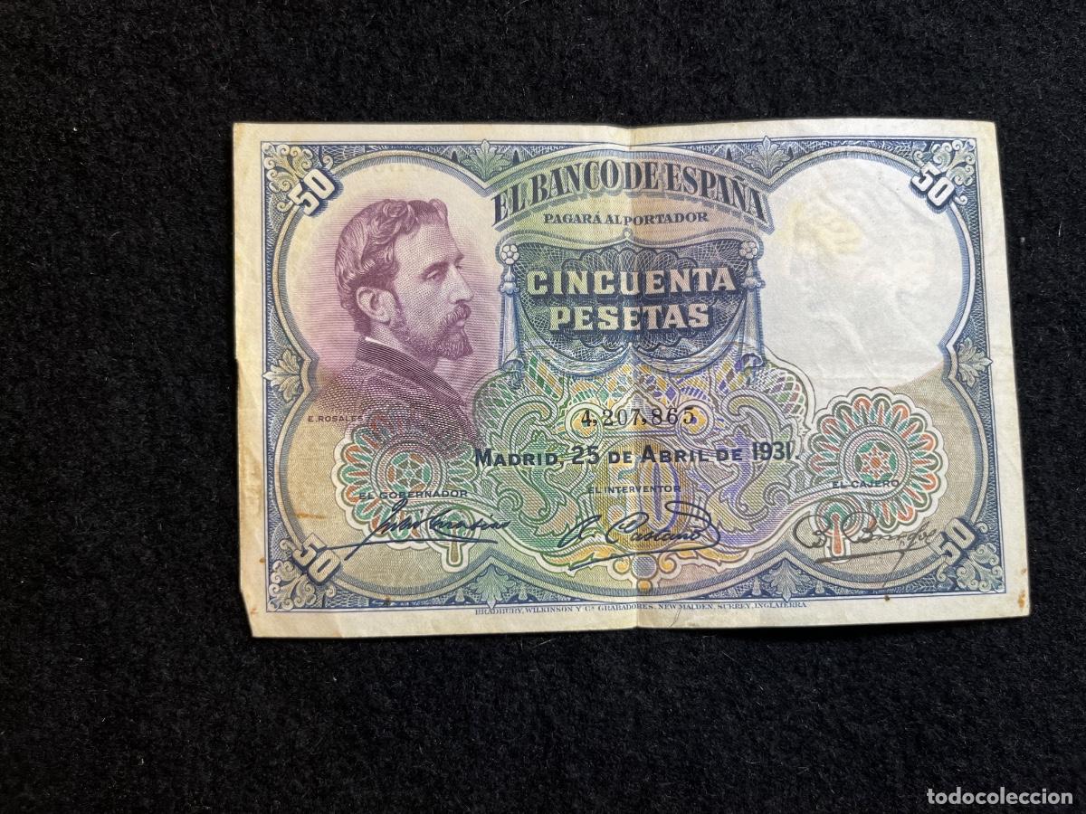 Spanish Banknotes: Billete 50 pesetas 1931 Banco de Espa&ntilde;a Eduardo Rosales sin serie La muerte de Lucrecia notafilia es