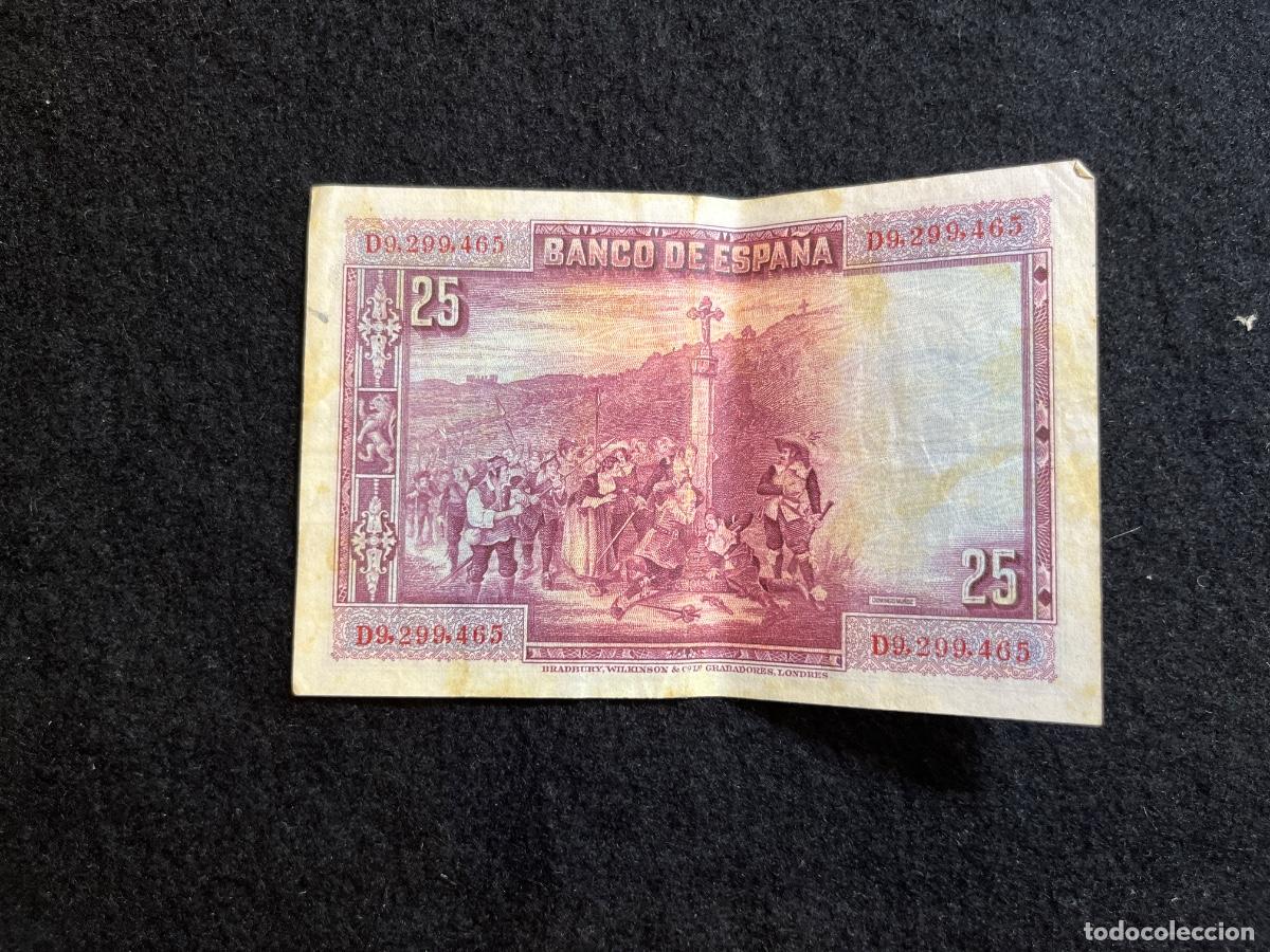 Billets espagnols: Billete 25 pesetas 1928 Banco de Espa&ntilde;a Calder&oacute;n de la Barca serie D9 Bradbury Wilkinson notafilia e