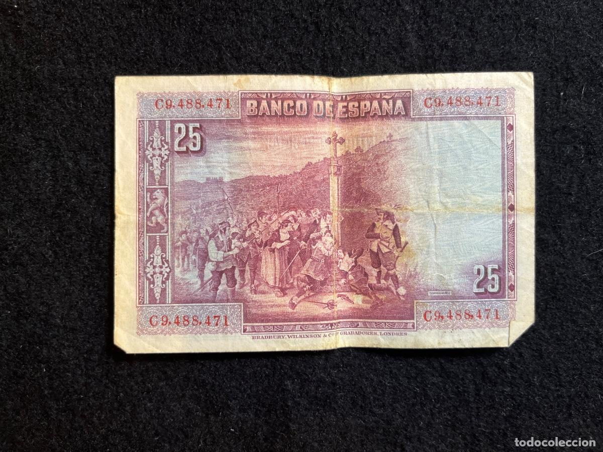 Spanish Banknotes: Billete 25 pesetas 1928 Banco de Espa&ntilde;a Calder&oacute;n de la Barca serie C9 Bradbury Wilkinson original