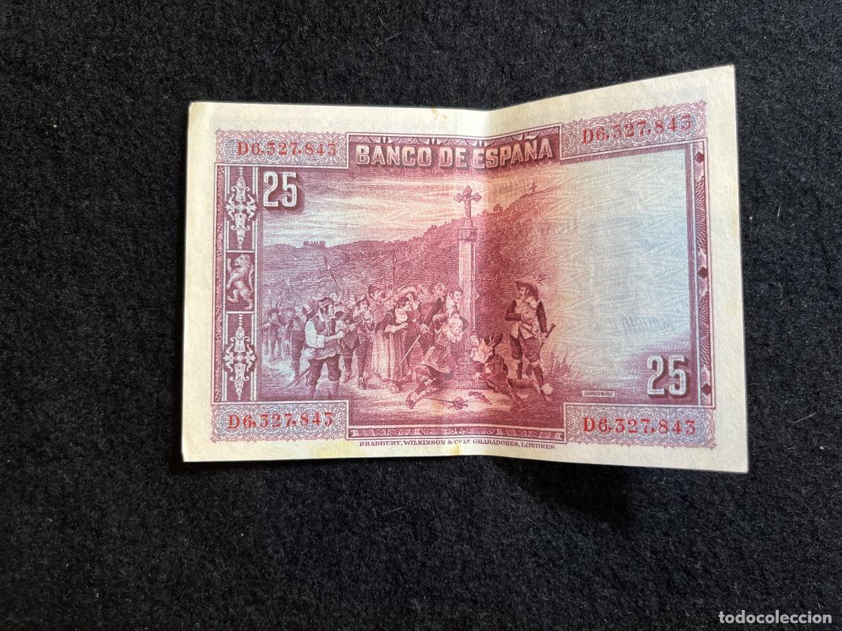 Spanish Banknotes: Billete 25 pesetas 1928 Banco de Espa&ntilde;a Calder&oacute;n de la Barca serie D6 Bradbury Wilkinson MBC