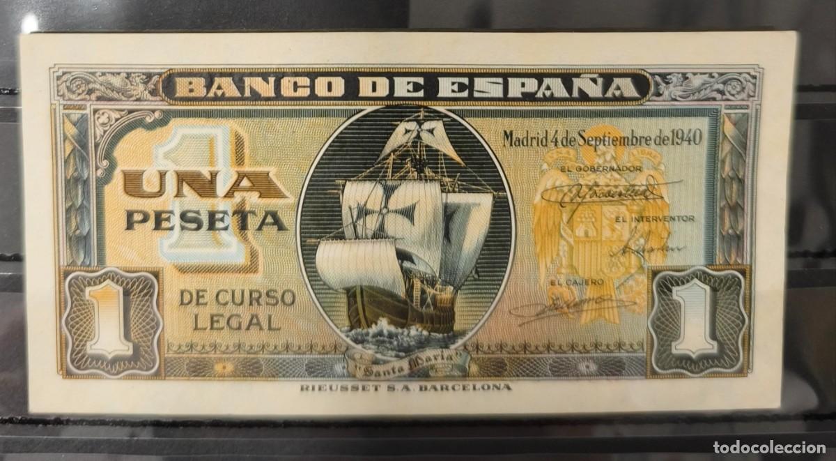 Billetes espa&ntilde;oles: ESPA&Ntilde;A. EDIFIL 442a. 1 PTA 4 SEPTIEMBRE 1940. CONSERVACI&Oacute;N EBC+. SERIE G.