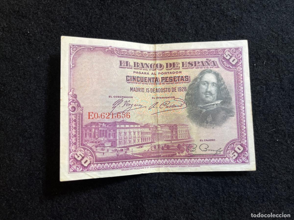 Billets espagnols: Billete 50 pesetas 1928 Banco de Espa&ntilde;a Vel&aacute;zquez serie E0 La rendici&oacute;n de Breda Bradbury Wilkinson
