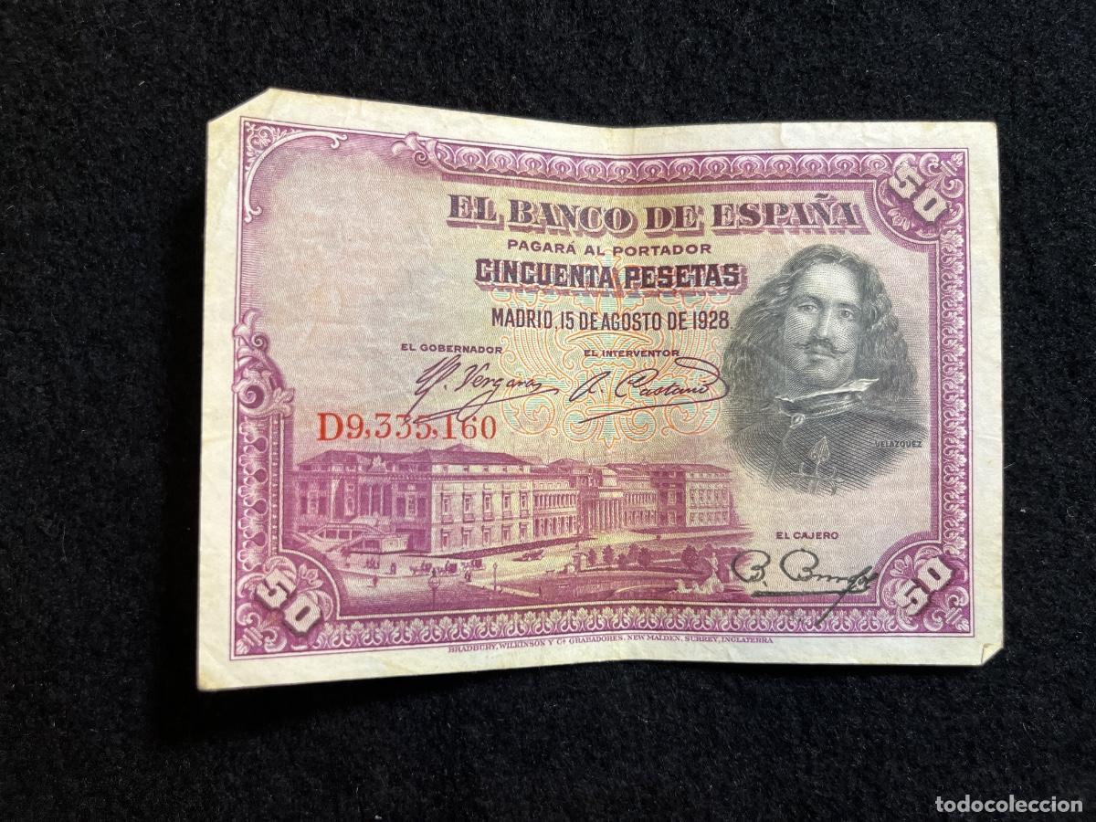 Billets espagnols: Billete 50 pesetas 1928 Banco de Espa&ntilde;a Vel&aacute;zquez serie D9 La rendici&oacute;n de Breda Bradbury Wilkinson