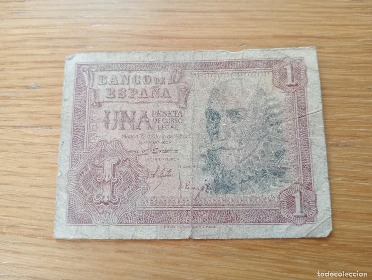 Billets espagnols: BILLETE DE ESPA&Ntilde;A. 1 PESETA. N.&ordm; DE SERIE: Y0409859. A&Ntilde;O 1953. PICK 144a.2. CIRCULADO. VER FOTOS.