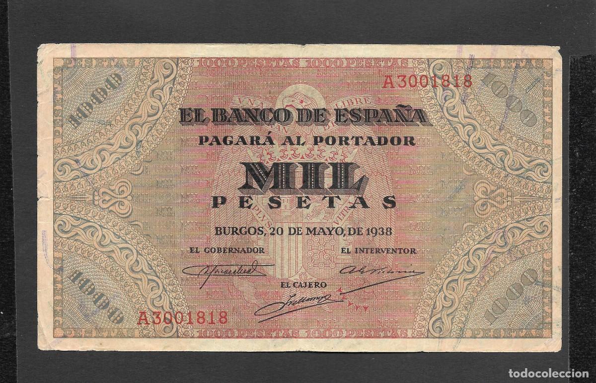 Billetes espa&ntilde;oles: 1000 PESETAS 1938 SERIE A MBC