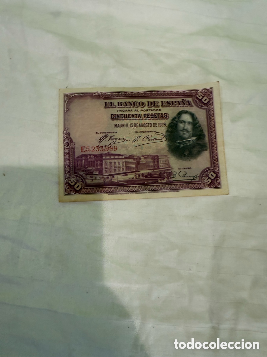 Spanische Banknoten: Billete 50 pesetas Banco de Espa&ntilde;a 15 agosto 1928 &ndash; Diego Vel&aacute;zquez &ndash; Serie E