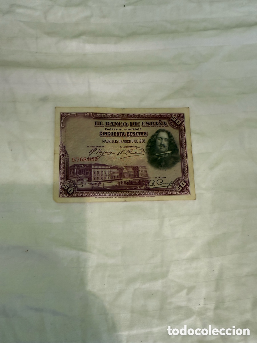 Spanish Banknotes: Billete 50 pesetas 1928 Vel&aacute;zquez &ndash; Banco de Espa&ntilde;a &ndash; Sin serie