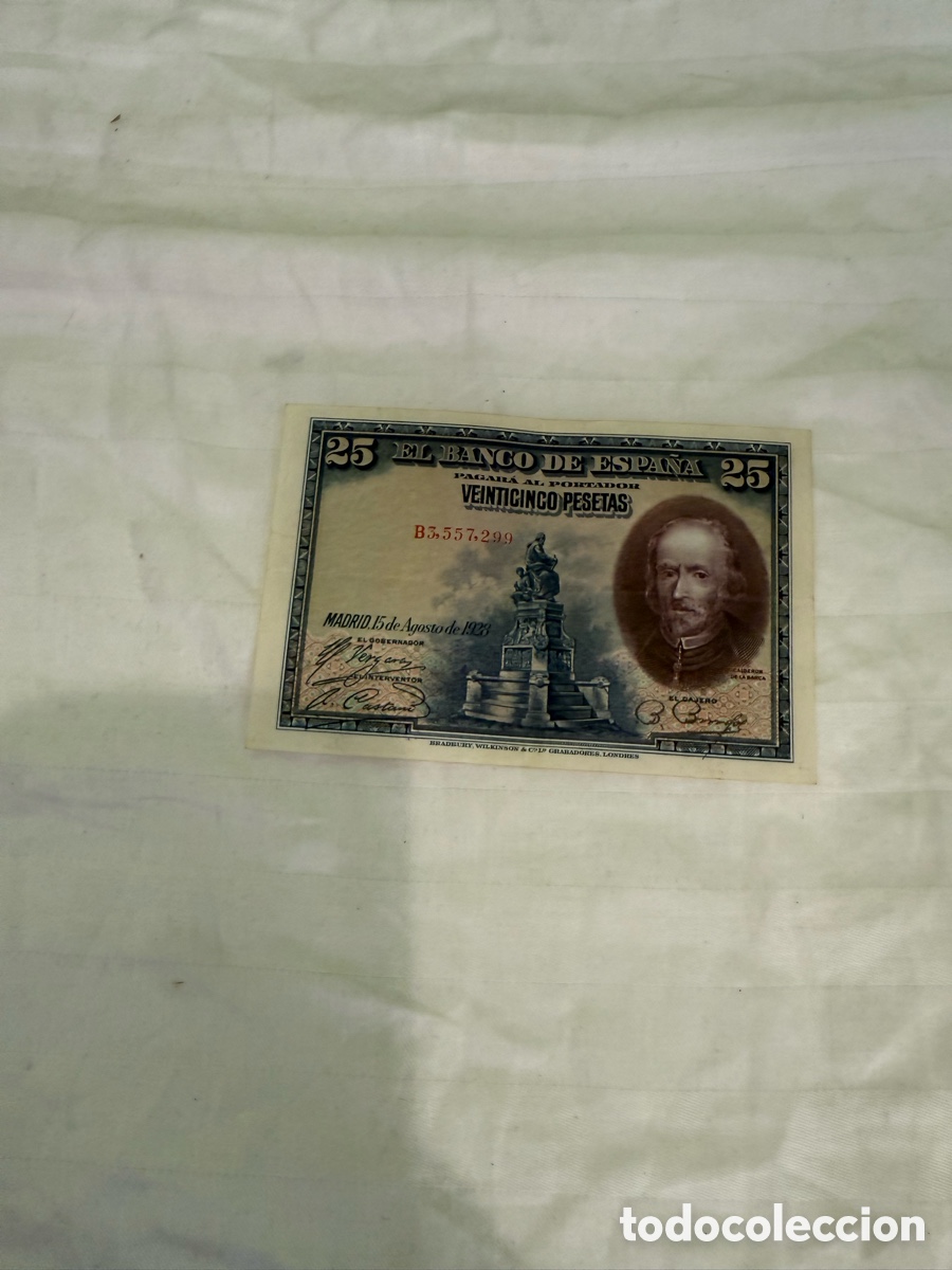 Spanish Banknotes: Billete 25 pesetas 1928 Calder&oacute;n de la Barca &ndash; Serie B &ndash; Banco de Espa&ntilde;a