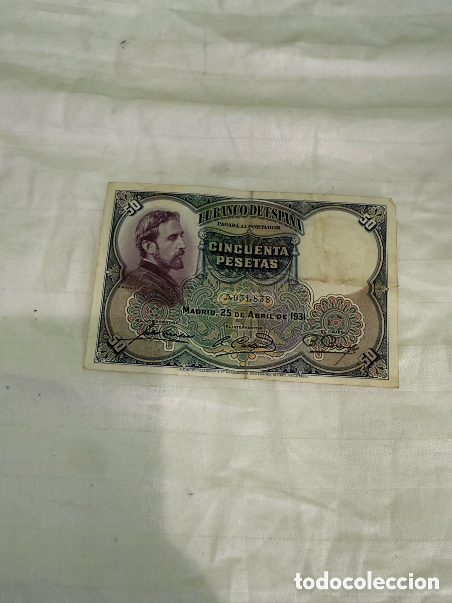 Spanish Banknotes: Billete 50 pesetas 1931 Eduardo Rosales &ndash; Sin serie &ndash; Segunda Rep&uacute;blica