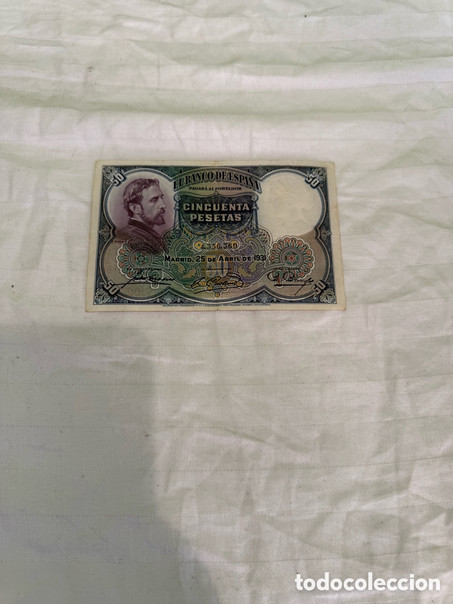 Billets espagnols: Billete 50 pesetas 1931 Eduardo Rosales &ndash; Banco de Espa&ntilde;a &ndash; N&ordm; 4.356.360