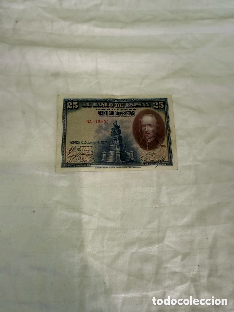 Spanish Banknotes: Billete 25 pesetas 1928 Calder&oacute;n de la Barca &ndash; Serie B5 &ndash; N&ordm; B5.416.853