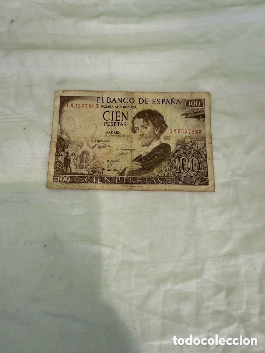 Billets espagnols: Billete 100 pesetas 1965 Gustavo Adolfo B&eacute;cquer &ndash; Serie 1M &ndash; N&ordm; 1M2557883