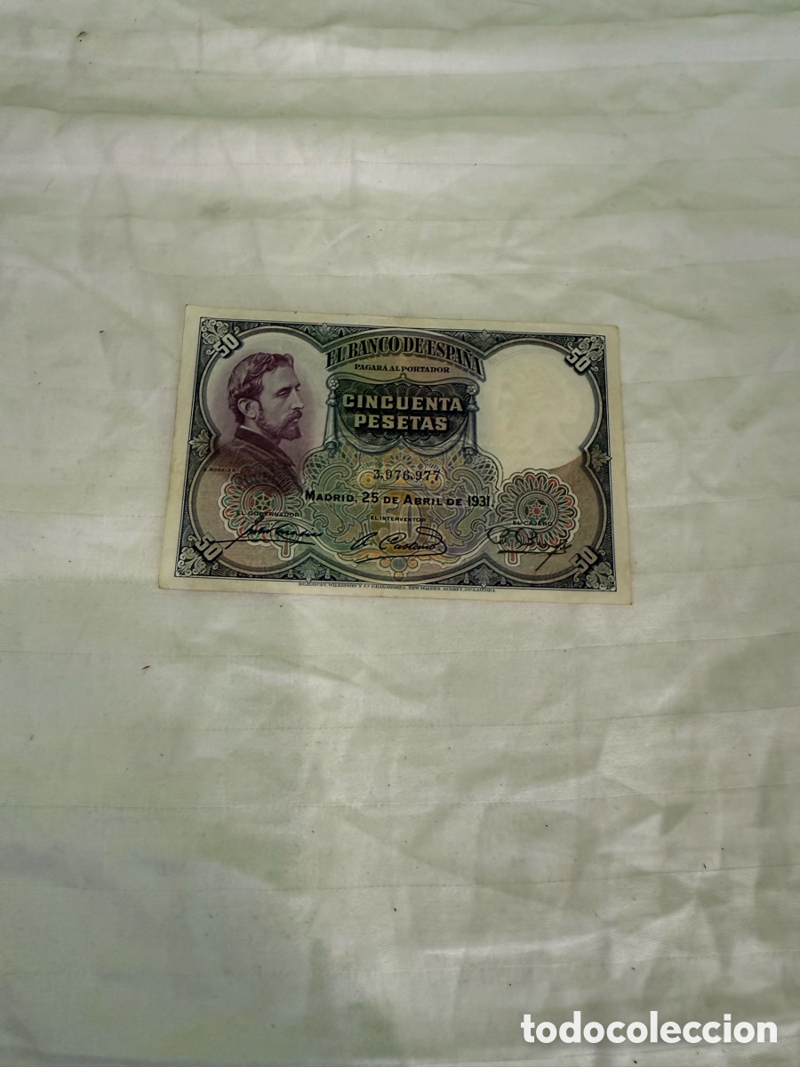 Spanish Banknotes: Billete 50 pesetas 1931 Eduardo Rosales &ndash; N&ordm; 3.976.977 &ndash; Segunda Rep&uacute;blica