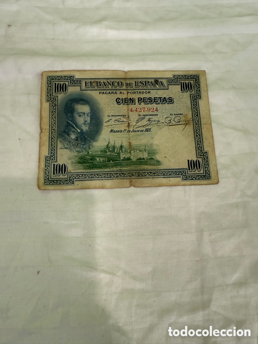 Spanish Banknotes: Billete 100 pesetas 1925 Felipe II &ndash; Sin serie &ndash; N&ordm; 4.427.924