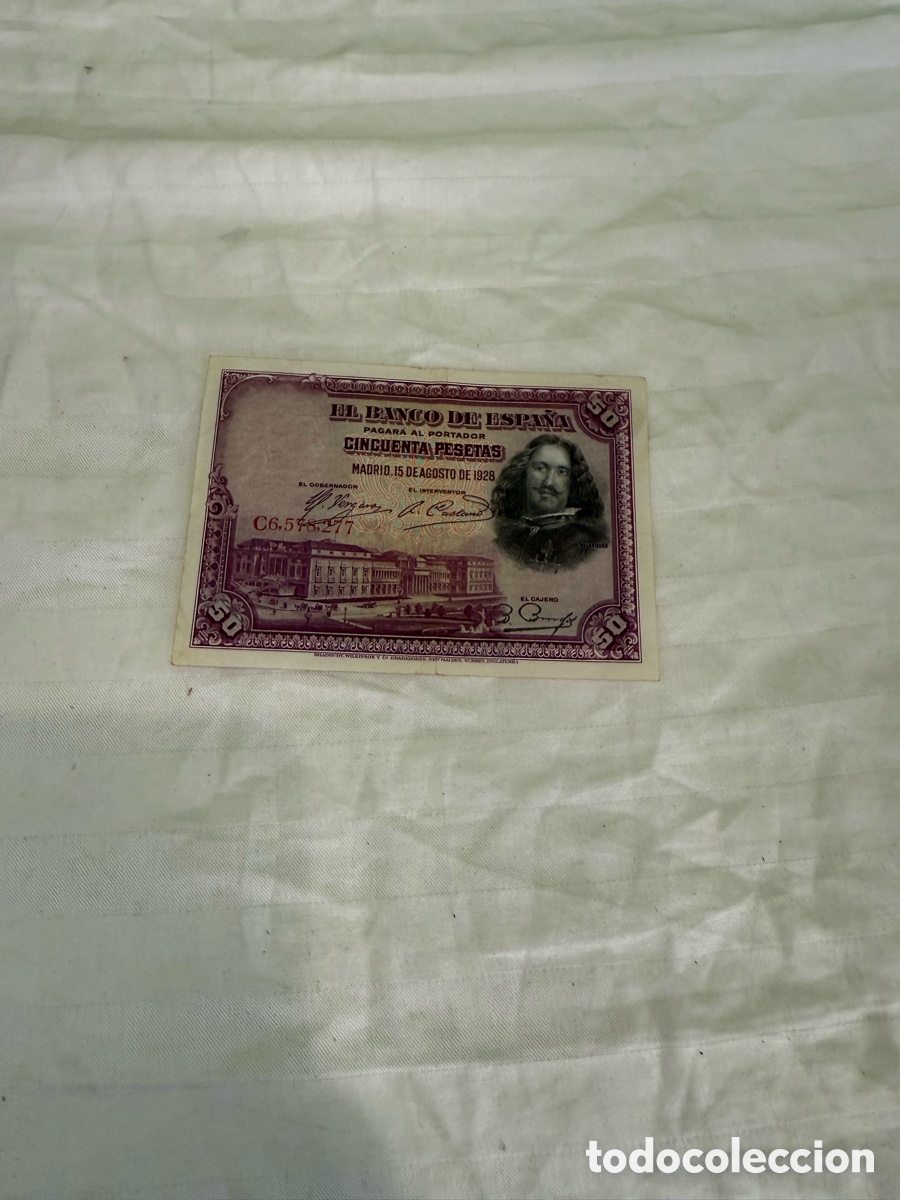 Spanische Banknoten: Billete 50 pesetas 1928 Vel&aacute;zquez &ndash; Serie C6 &ndash; N&ordm; C6.578.277