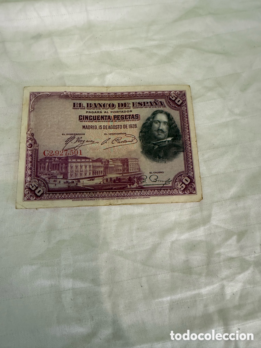Spanish Banknotes: Billete 50 pesetas 1928 Diego Vel&aacute;zquez &ndash; Serie C2 &ndash; N&ordm; C2.927.501