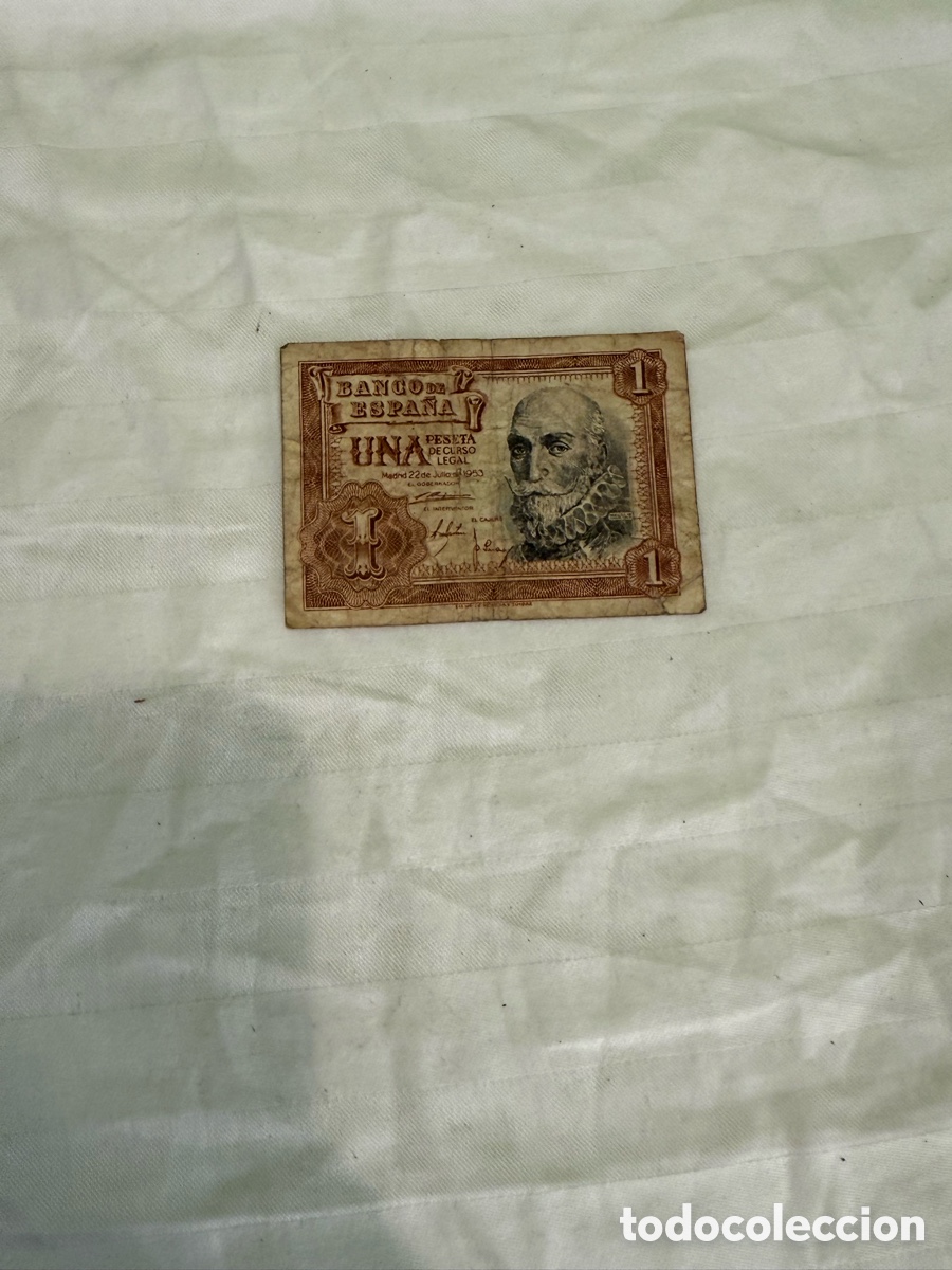 Billets espagnols: PESETA 1953 &ndash; &Aacute;LVARO DE BAZ&Aacute;N &ndash; SERIE N &ndash; N7551885 &ndash; BANCO DE ESPA&Ntilde;A &ndash; ORIGINAL