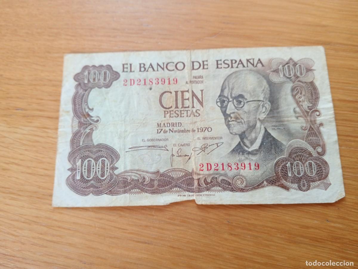 Notas espanholas: BILLETE DE ESPA&Ntilde;A. 100 PESETAS. N.&ordm; DE SERIE: 2D2183919. A&Ntilde;O 1970. PICK 152a.3. CIRCULADO. VER FOTOS