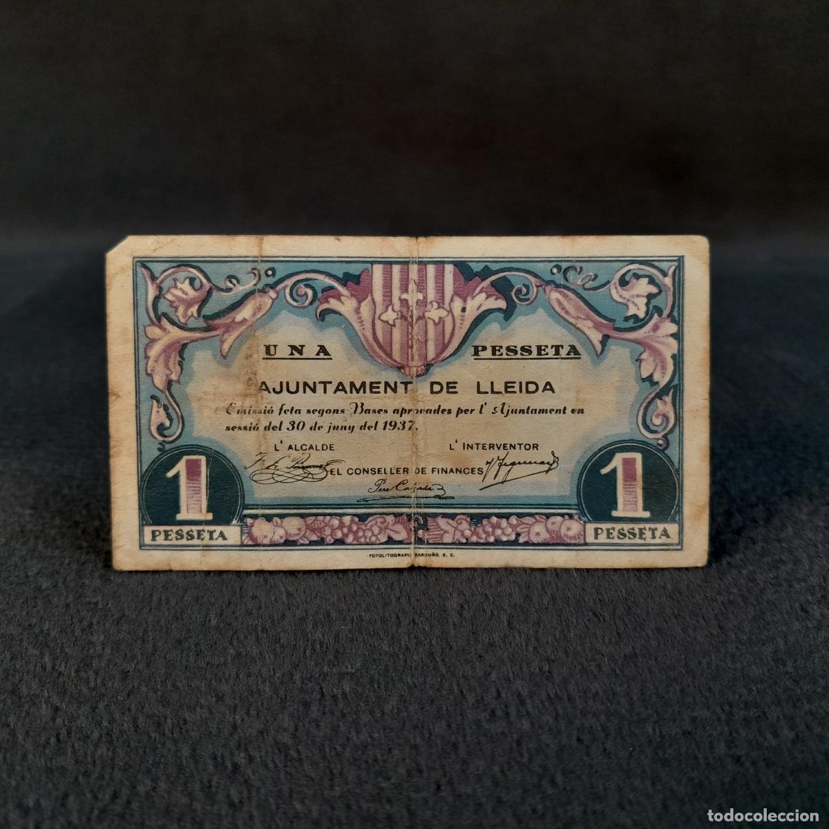 Spanish Banknotes: BILL-238. BILLET DE UNA PESSETA DE LLEIDA. PAPEL. 1937