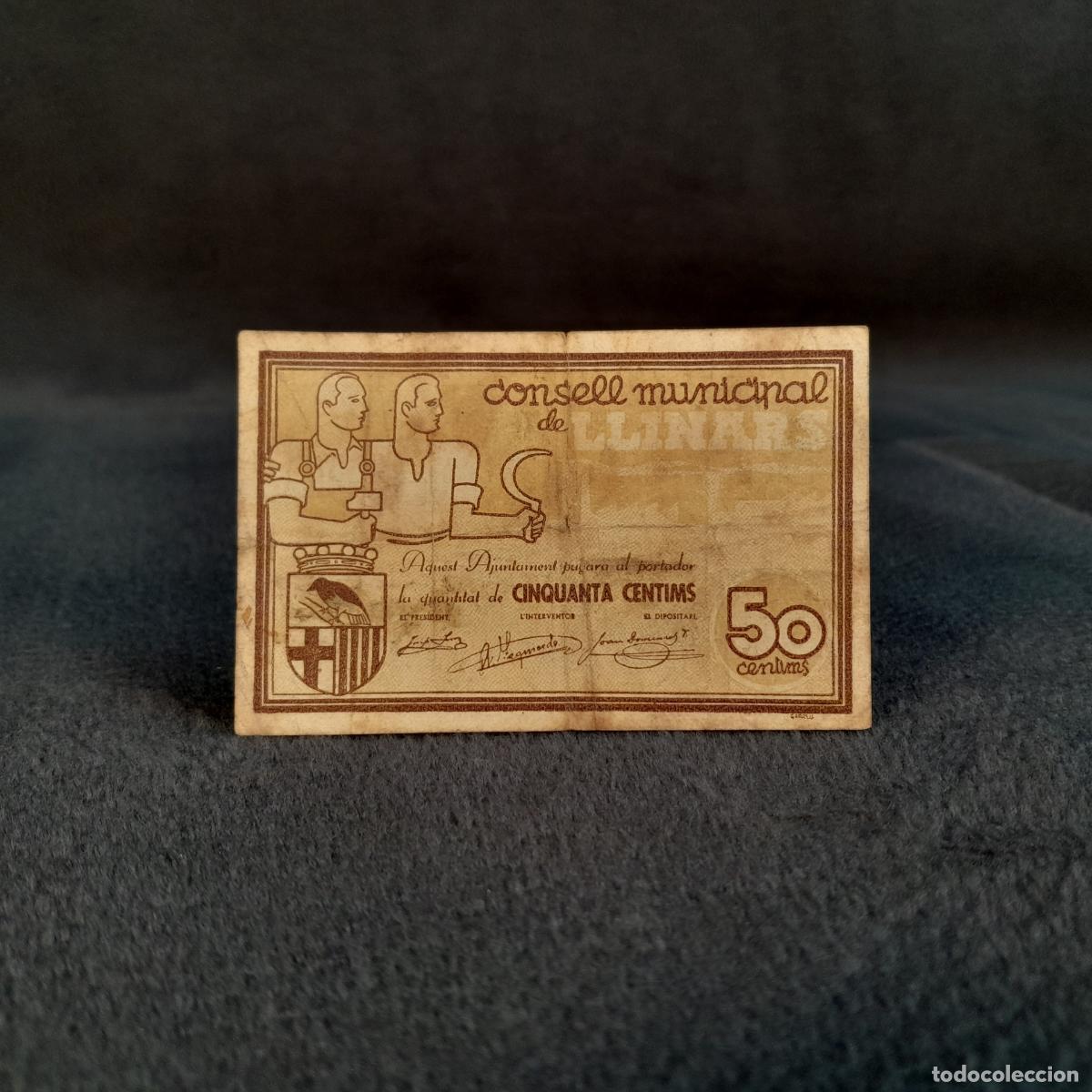 Billetes espa&ntilde;oles: BILL-242. BILLETE DE 50 C&Eacute;NTIMOS DE LLINARS DEL VALL&Egrave;S. PAPEL. 1937