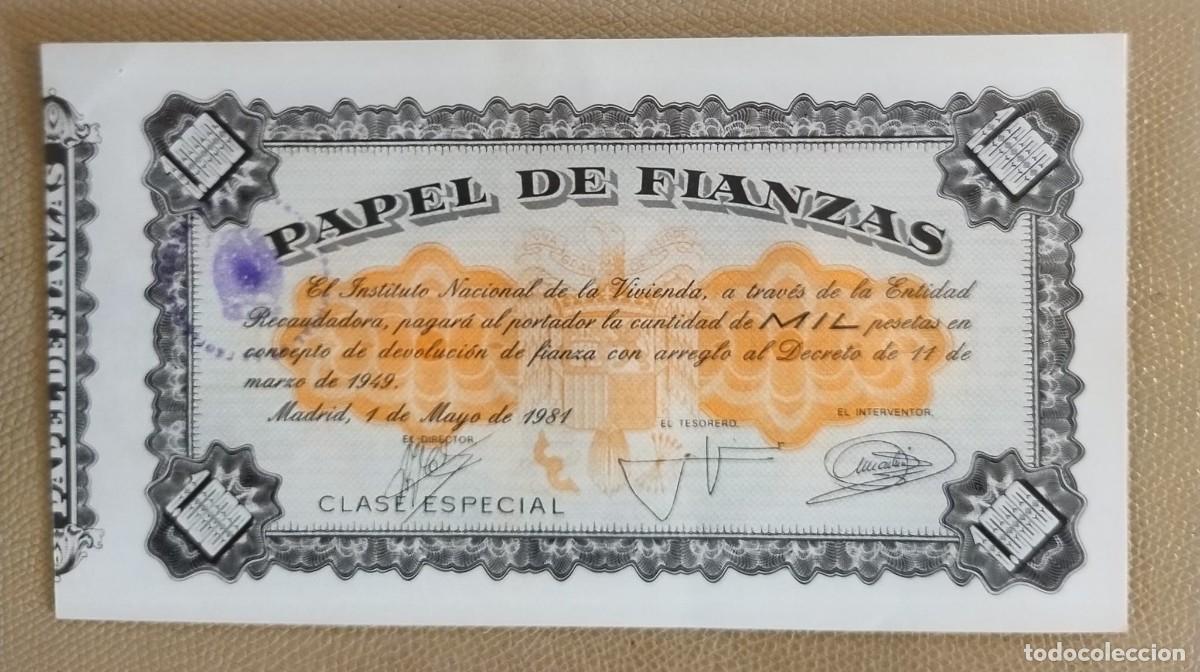 Billetes espa&ntilde;oles: Papel de fianzas de 1000 pesetas Mayo del 1981