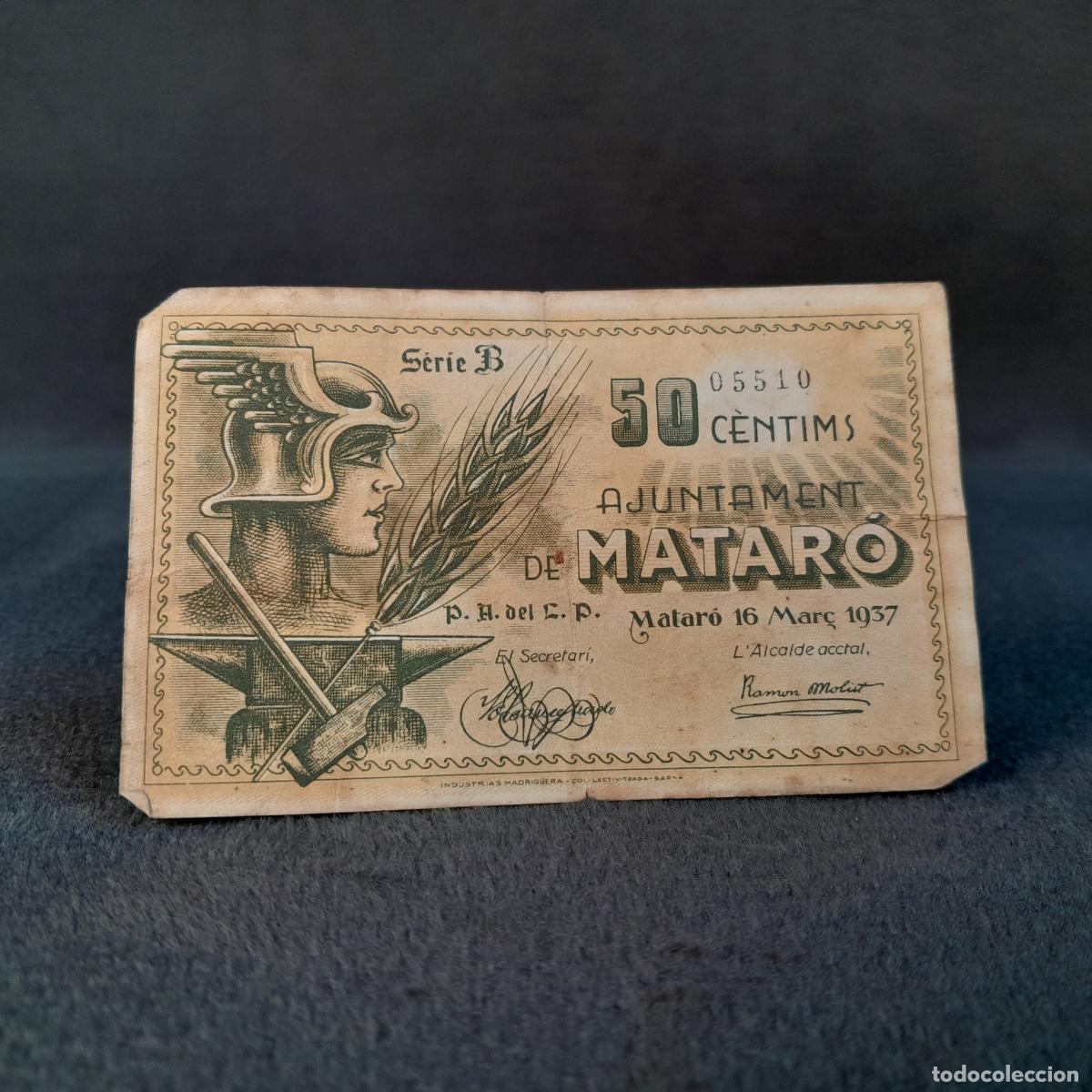 Spanish Banknotes: BILL-240. BILLETE DE 50 C&Eacute;NTIMOS DE MATAR&Oacute;. PAPEL. 1937