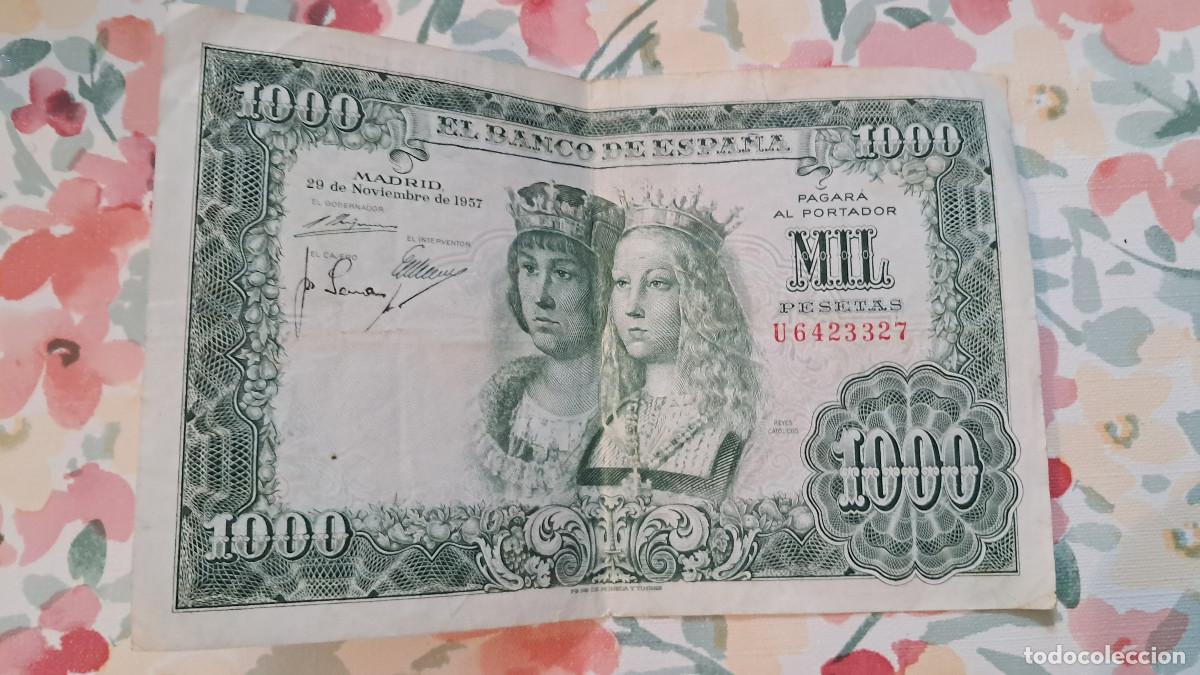 Billetes espa&ntilde;oles: Billete Espa&ntilde;a 1957, 1000 pesetas, Reyes Cat&oacute;licos