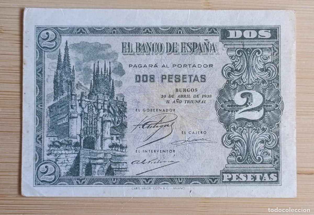 Spanish Banknotes: Billete 2 Pesetas Burgos 30 Abril 1938 II Ano Triunfal Guerra Civil Serie I