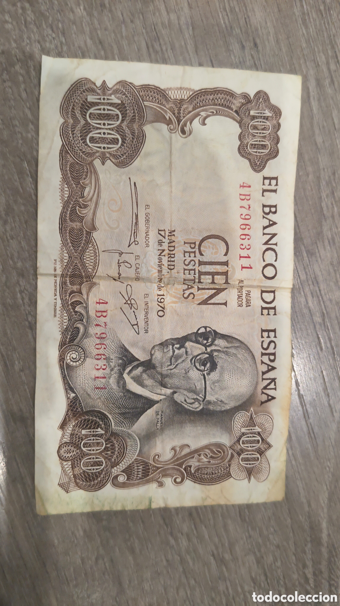 Notas espanholas: CIEN PESETAS 1970 EL BANCO DE ESPA&Ntilde;A