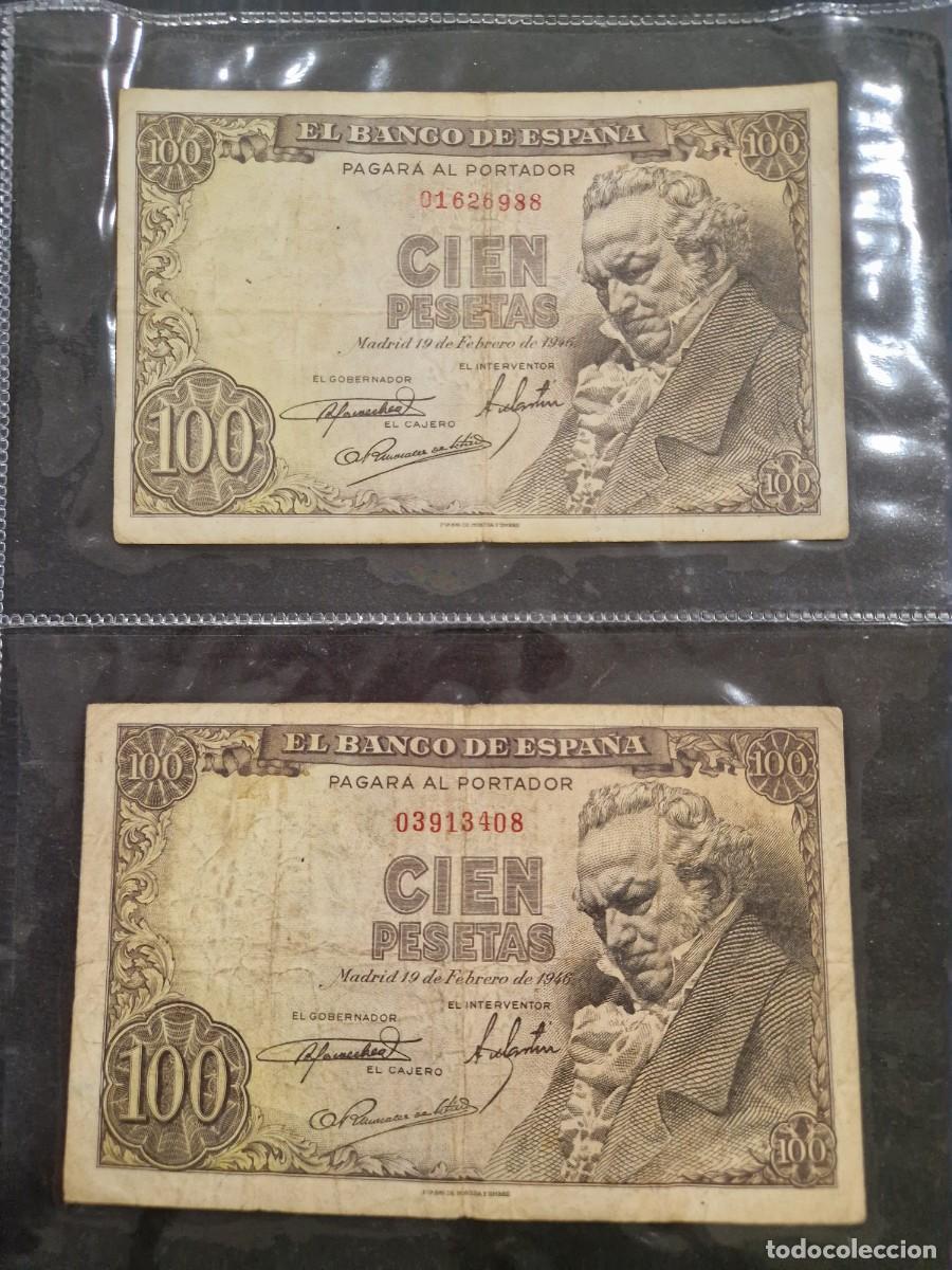 Billetes espa&ntilde;oles: 2 BILLETES 100 PESETAS 1946 GOYA